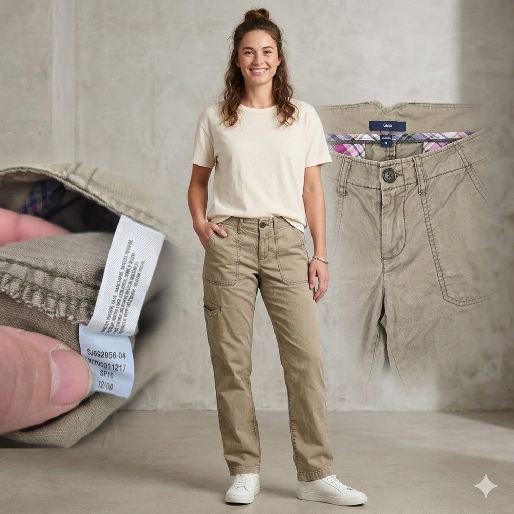 Gap Womens Khaki Tan Cargo Pants Straight Leg Utility Pockets Size 6 S/692956-04